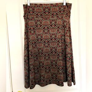 LuLaRoe Azure  Geometric Patterned Flared Skirt
Size L black red cream